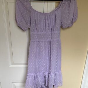 Altar'd State Lavender Backless Swiss Dot Midi Dress